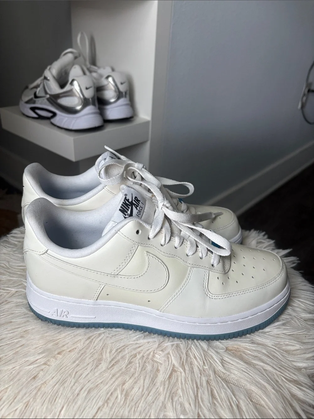 Nike Air Force 1 Low - White with Light Blue Accents